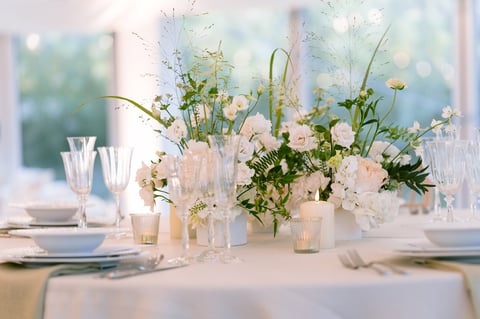 Modern wedding ceremony with elegant floral decorations